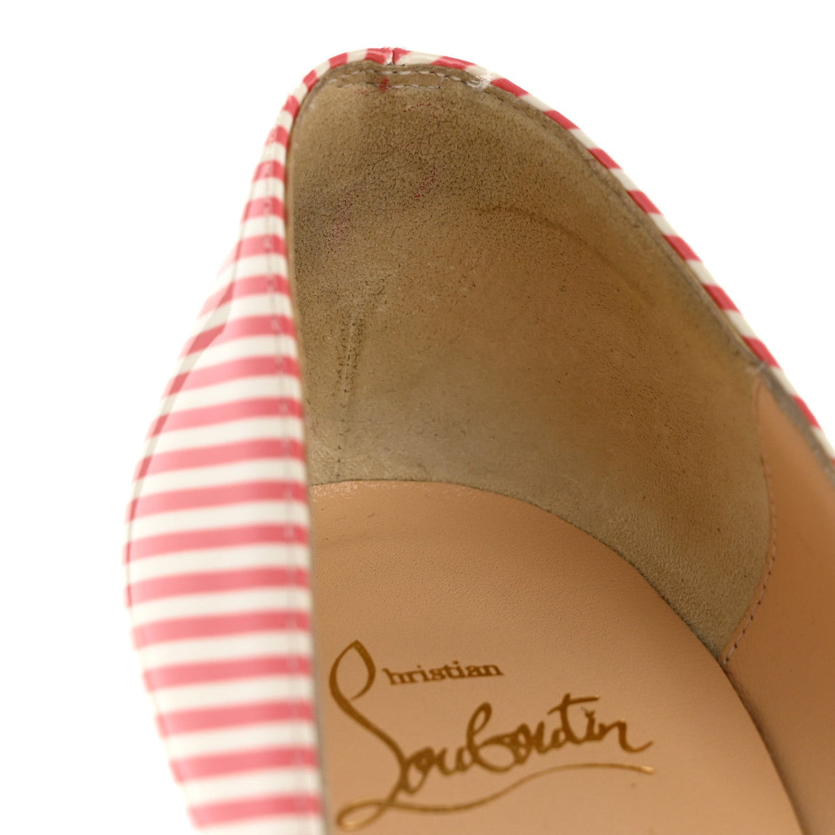 Christian Louboutin Patent Leather Women's Pigalle Follies Stripes 100 Pumps 37 Smoothie White