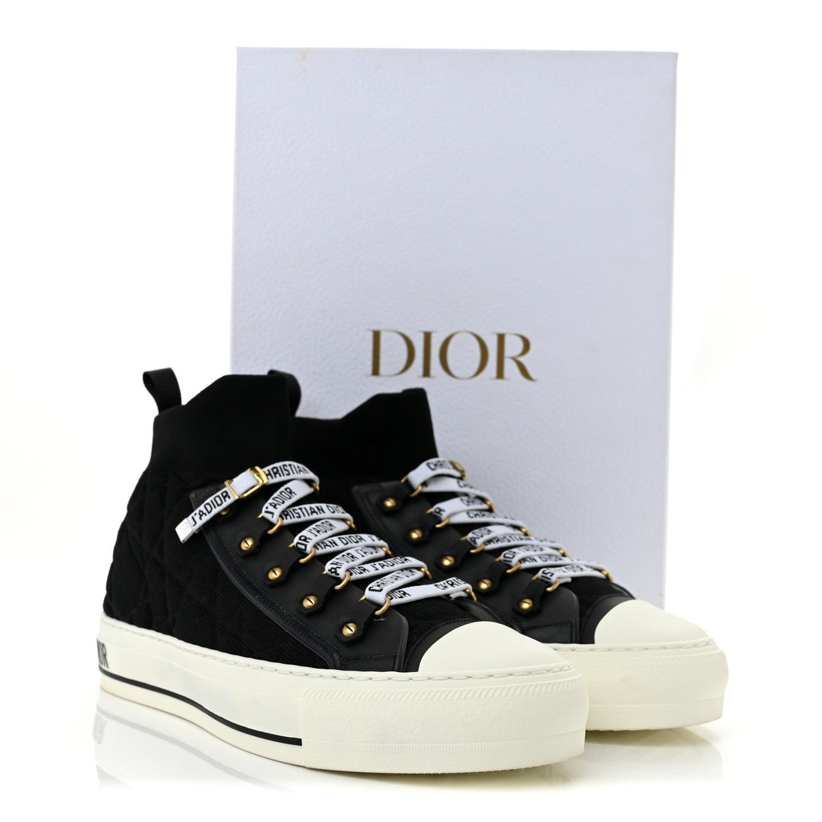 Christian Dior Technical Mesh Women's Walk'n Dior High Top Sneakers 38.5 Black