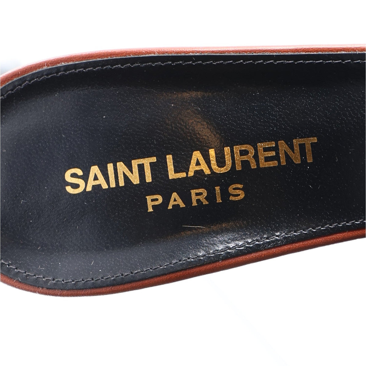 Saint Laurent Calfskin Tribute 85 Women's Slide Sandals New Papaya