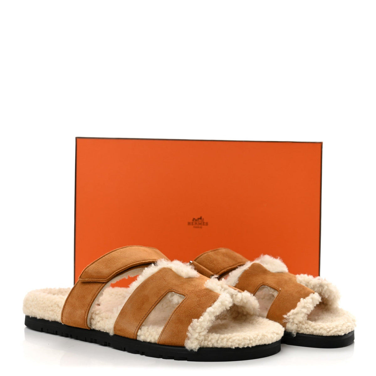 Hermes Chypre Suede Goatskin Woolskin Women's Sandals
