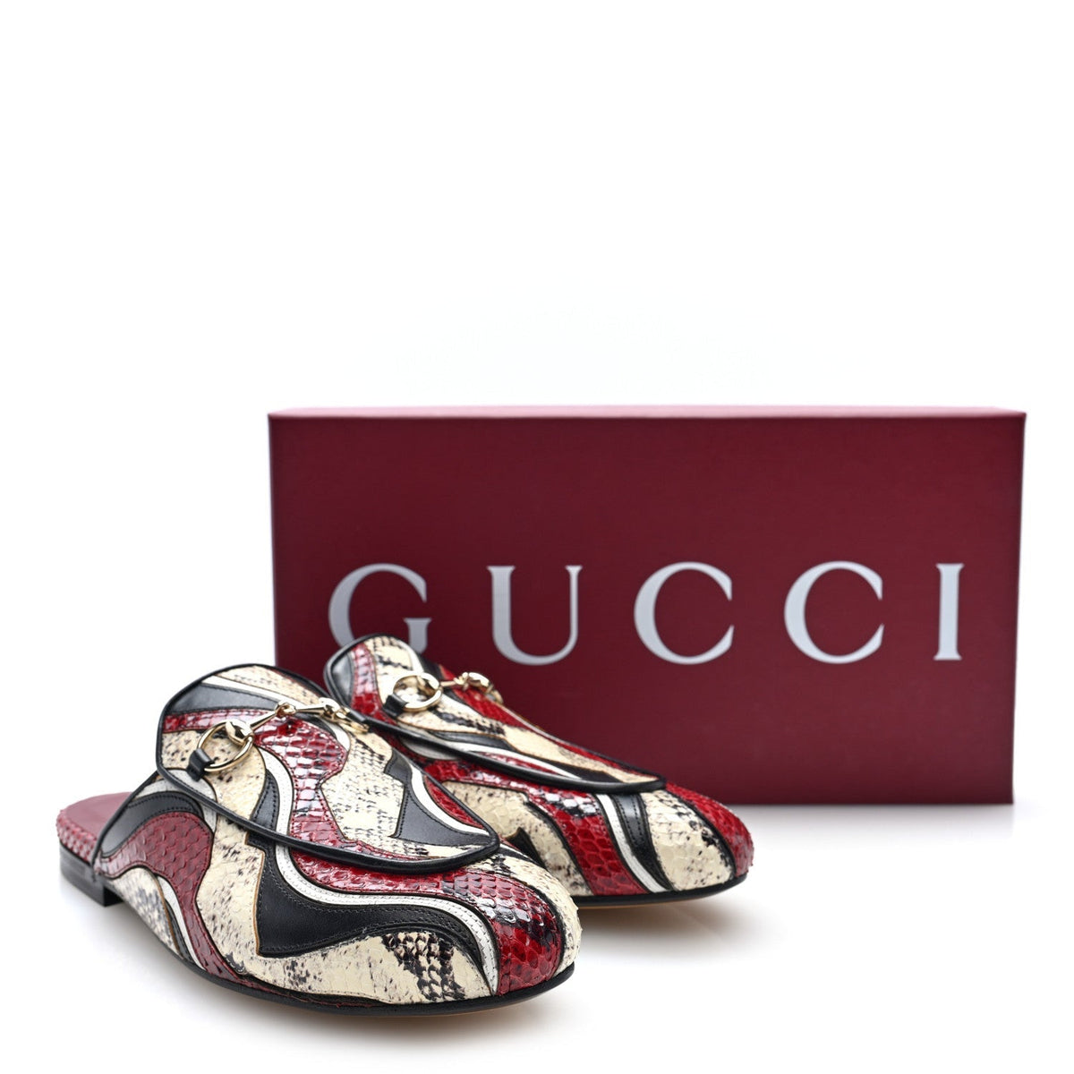 Gucci Snakeskin Women's Princetown Slippers 37.5 Multicolor