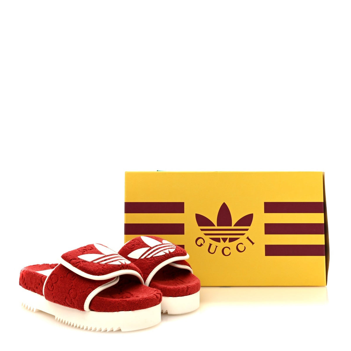 Gucci X Adidas Terry Cloth Women's Platform Sandals 36 Maple Red Off White