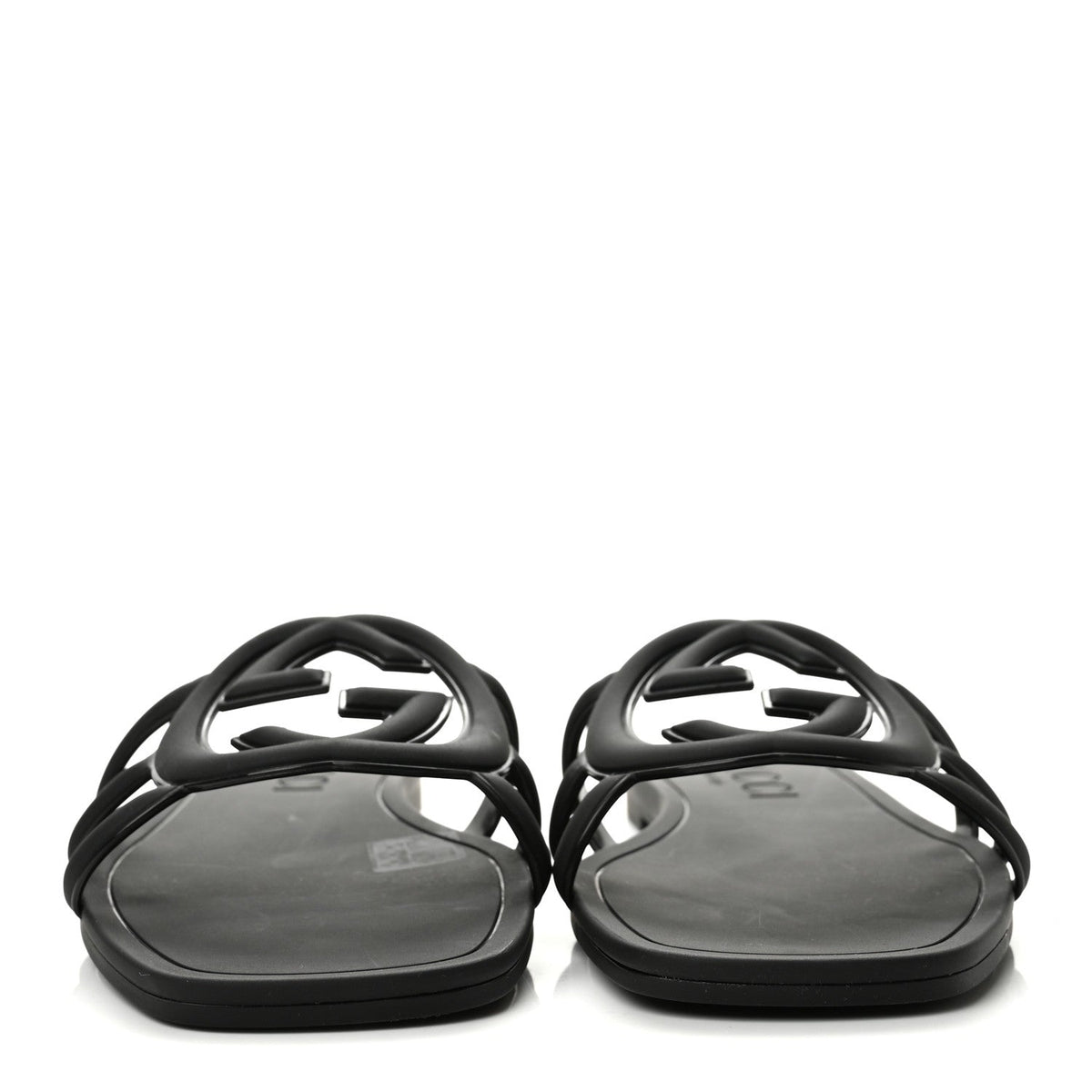 Gucci Rubber Women's Interlocking G Slide Sandals 39 Black