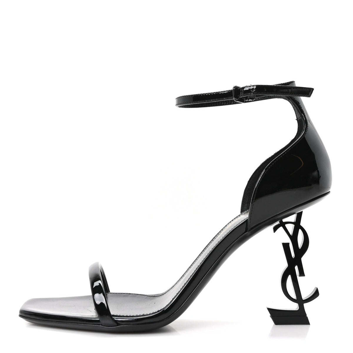 Saint Laurent Patent Calfskin Women's Opyum 85 Sandals 36 Black