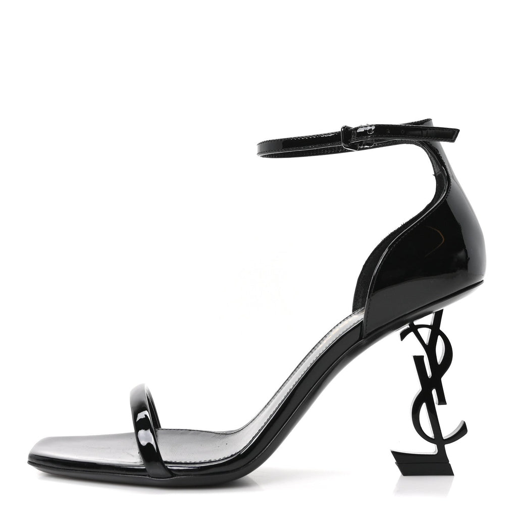 Saint Laurent Patent Calfskin Women's Opyum 85 Sandals 36 Black