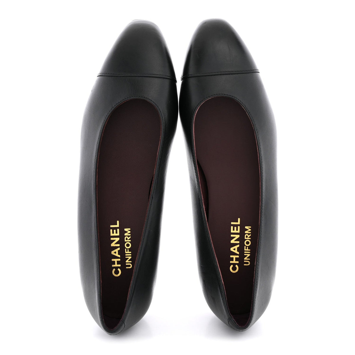 Chanel Lambskin Women's Cap Toe CC Ballerina Flats 36.5 Black