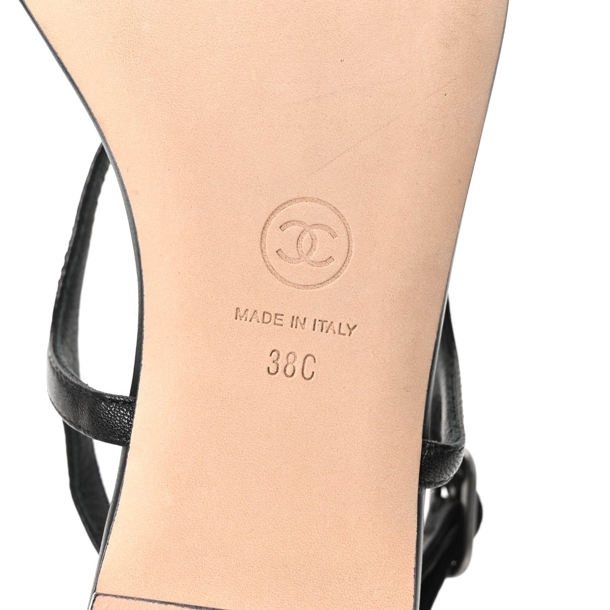 Chanel Lambskin Crystal Women's CC Thong Sandals 38 Black