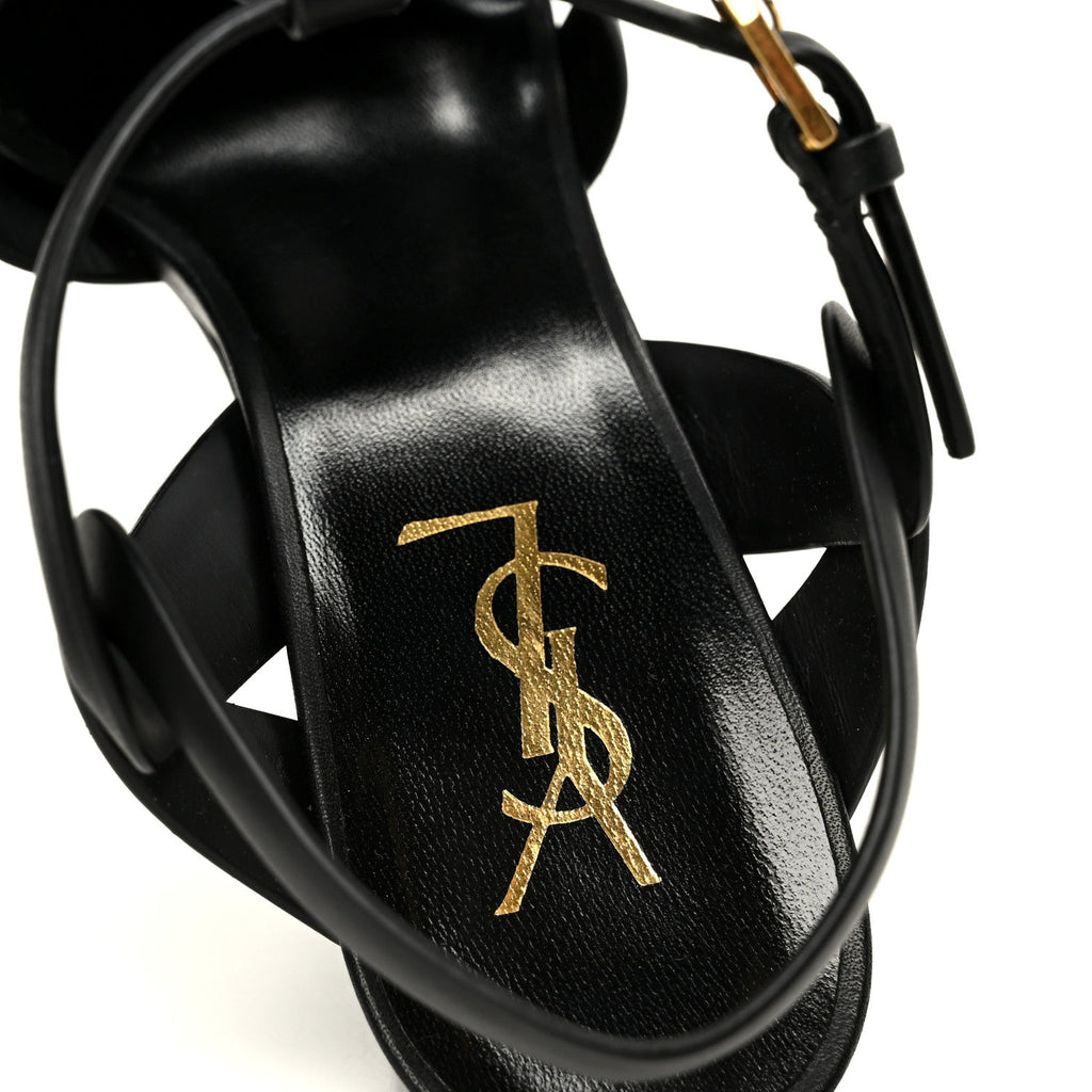 Saint Laurent Calfskin Women's Tribute 105 Sandals 39.5 Black