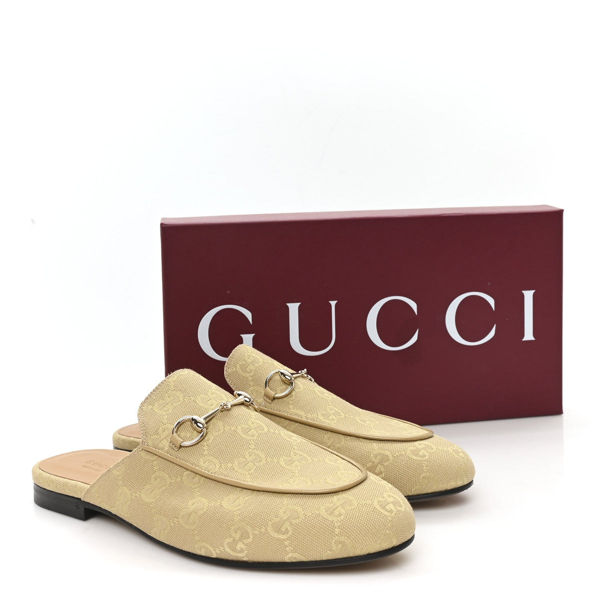 Gucci GG Monogram Canvas Women's Princetown Slippers 40.5 Egypt Salt