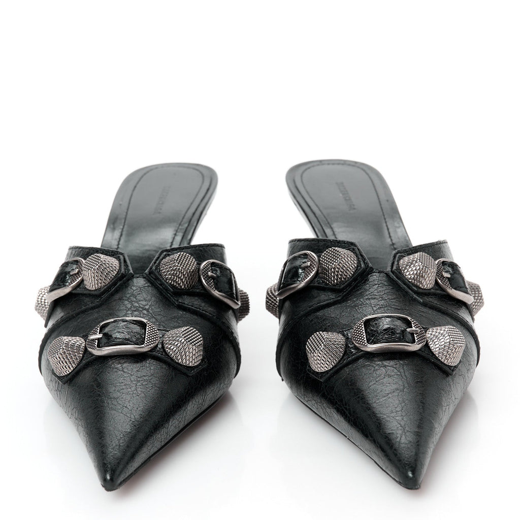Balenciaga Lambskin Women's Arena Cagole 70mm Mules 36 Black