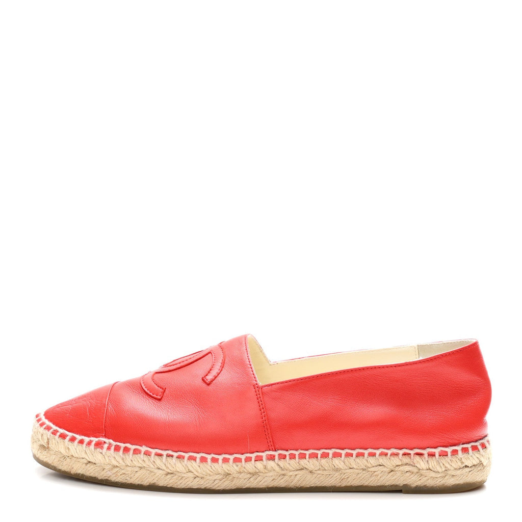 Chanel Lambskin CC Women's Espadrilles 41 Red