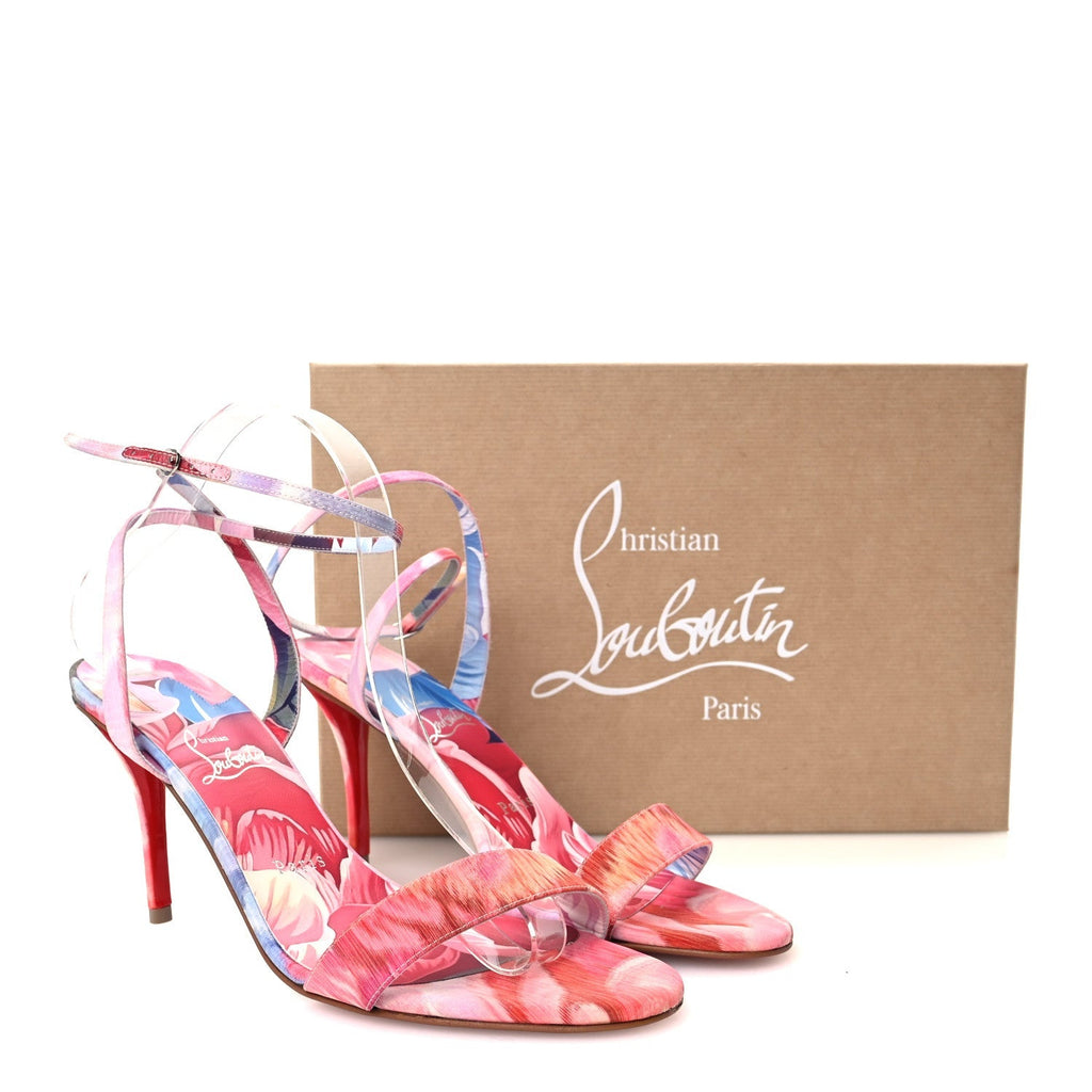 Christian Louboutin Satin Women's Miss Z 80 Sandals 39.5 Multi Lin