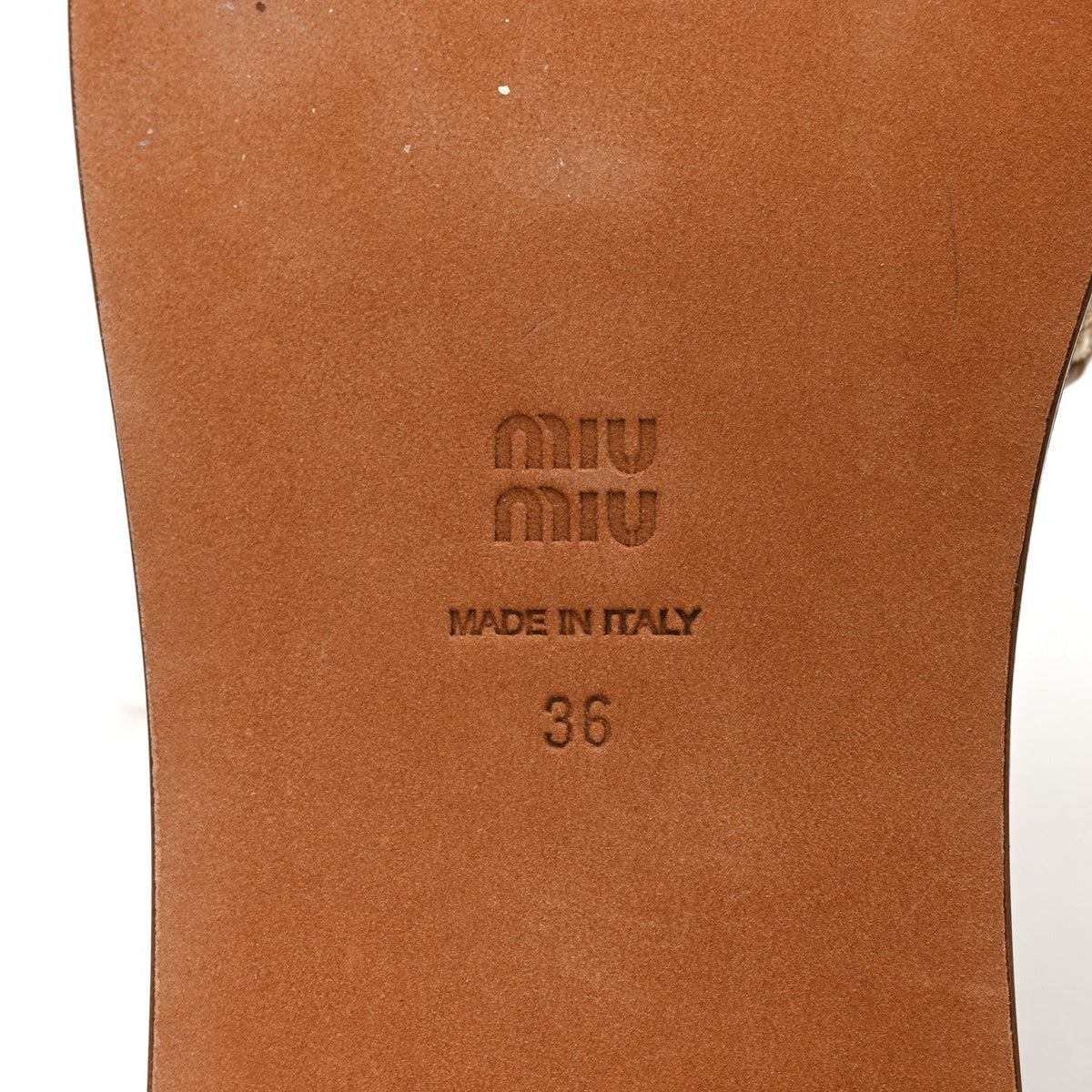 Miu Miu Stuoia Raffia Calfskin Women's Logo Sandals 36 Naturale