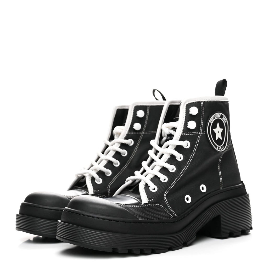 Christian Dior Calfskin Technical Fabric Women's D-Rise 35mm Boots 38 Black