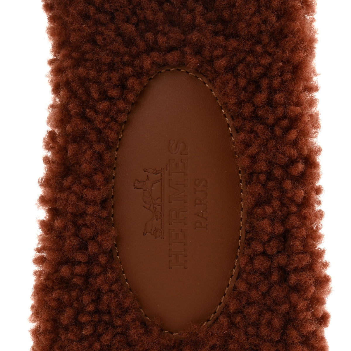 Hermes Woolskin Women's Oran Sandals 37 Cognac