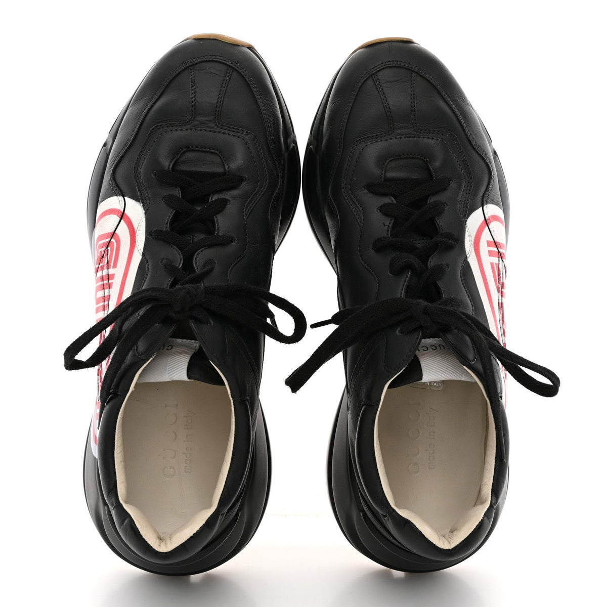 Gucci Calfskin Men's Rhyton SEGA Logo Sneakers 9 Black