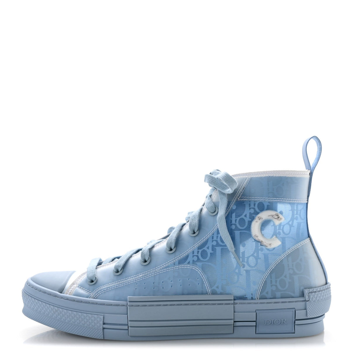 Dior Technical Canvas Men's B23 High Top Sneakers 43 Blue Beige