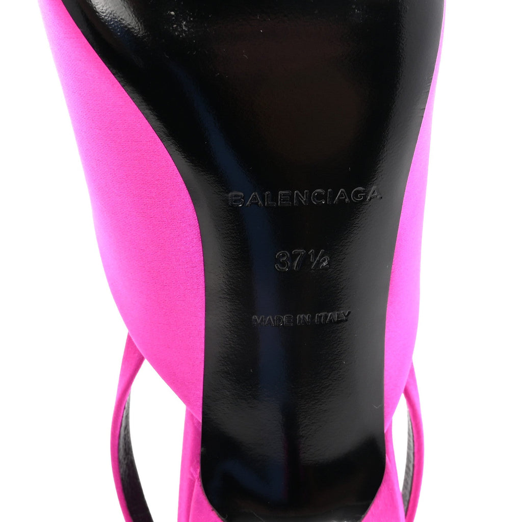 Balenciaga Satin Women's Knife Slingback 40mm Mules 37.5 Rose Fuchsia