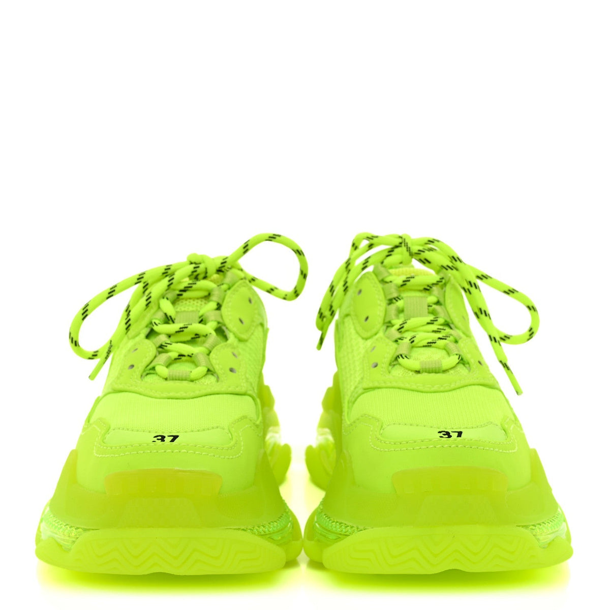 Balenciaga Fabric Mesh Women's Clear Sole Triple S Sneakers 37 Fluo Yellow