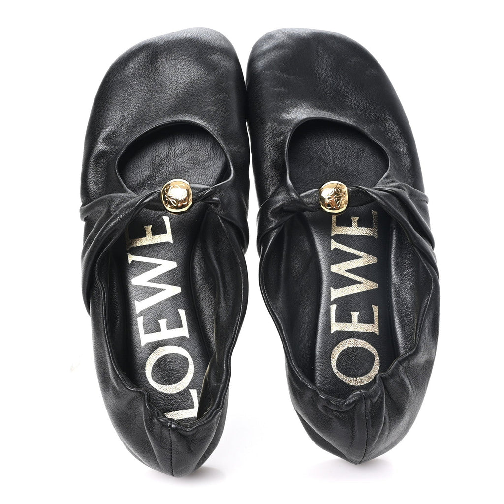Loewe Lambskin Women's Pebble Ballerina Flats 35 Black