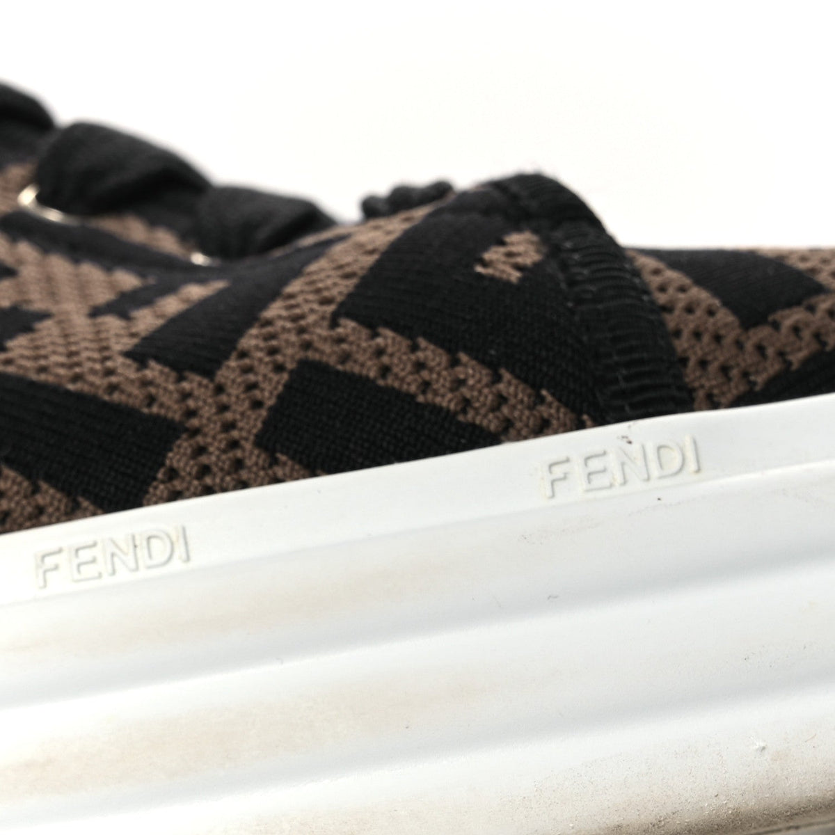 Fendi Fabric Women's FF Rise Low Top Sneakers 36.5 Tobacco Black