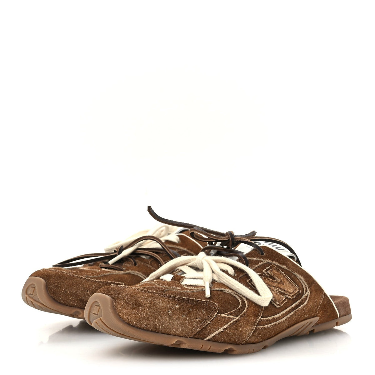 Miu Miu Faded Suede Calfskin Women's 530 SL Slip-On Mules 36.5 Ecru