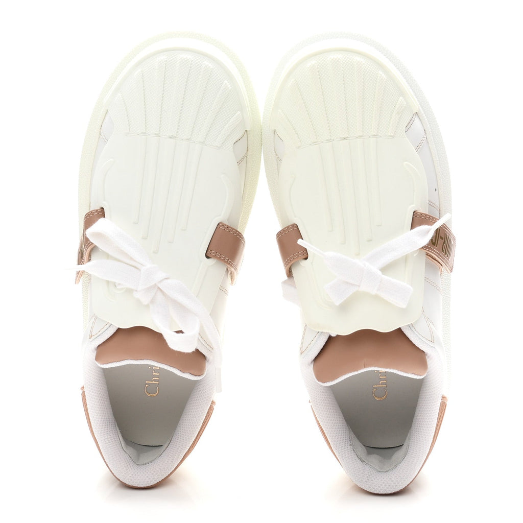 Christian Dior Calfskin Women's Dior-ID Platform Sneakers 37.5 White Nude