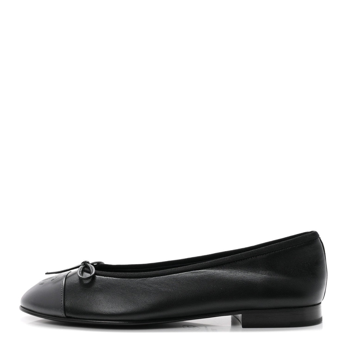 Lambskin CC Cap Toe Ballerina Flats Black Dark Grey