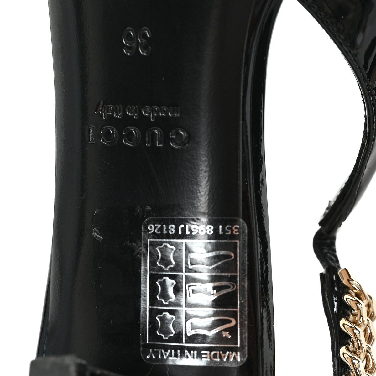 Gucci Patent Signoria 35mm Women's Slingback Pumps 36 Black