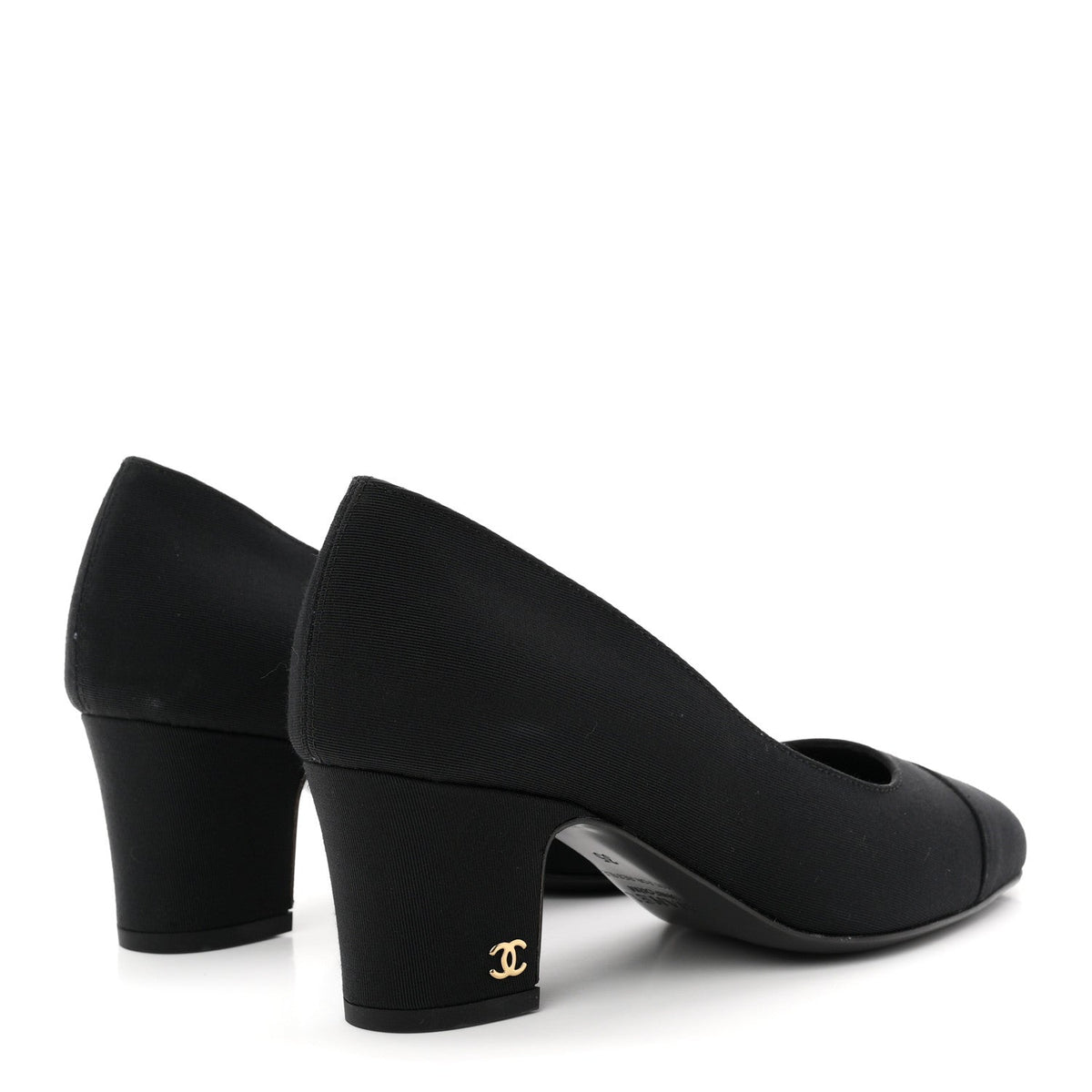 Chanel Grosgrain Women's Cap Toe CC Uniform Pumps 35 Black