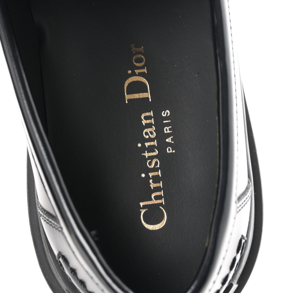 Christian Dior Brushed Calfskin Rubber Women's Dior Code Cap Toe Lug Sole Loafers 39 Black