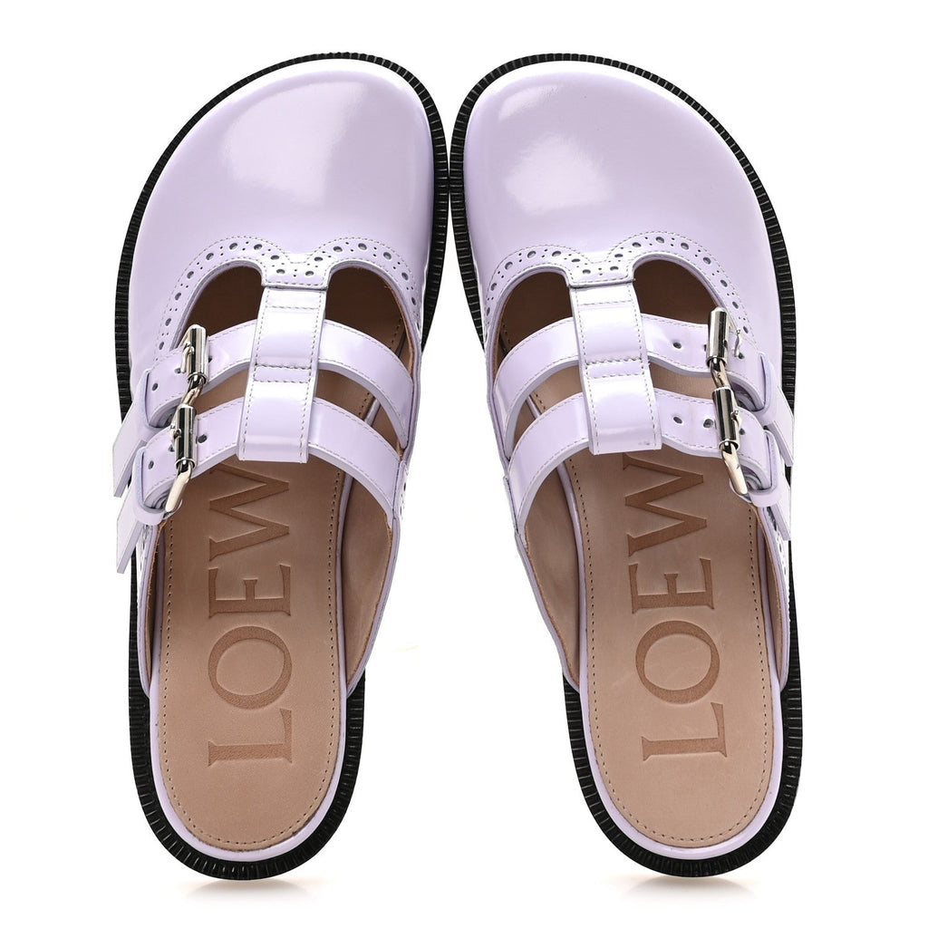 Loewe Calfskin Campo Mary Jane Women's Mules 37 Lilac