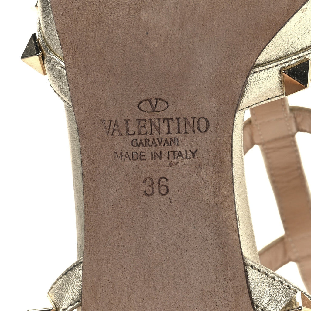 Valentino Garavani Metallic Nappa Rockstud Women's Pumps 36 Gold