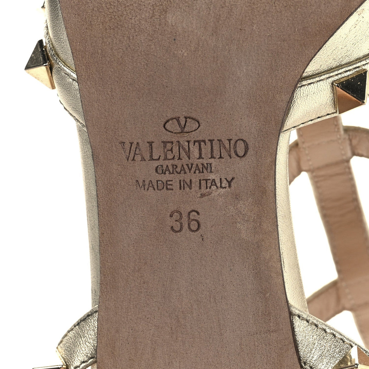 Valentino Garavani Metallic Nappa Rockstud Women's Pumps 36 Gold