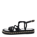 Lambskin Cord Chain CC Sandals Black