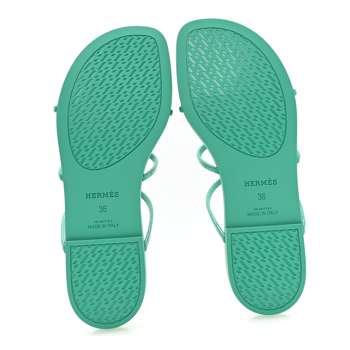 Hermes Rubber Women's Mykonos Sandals 36 Vert Tourmaline