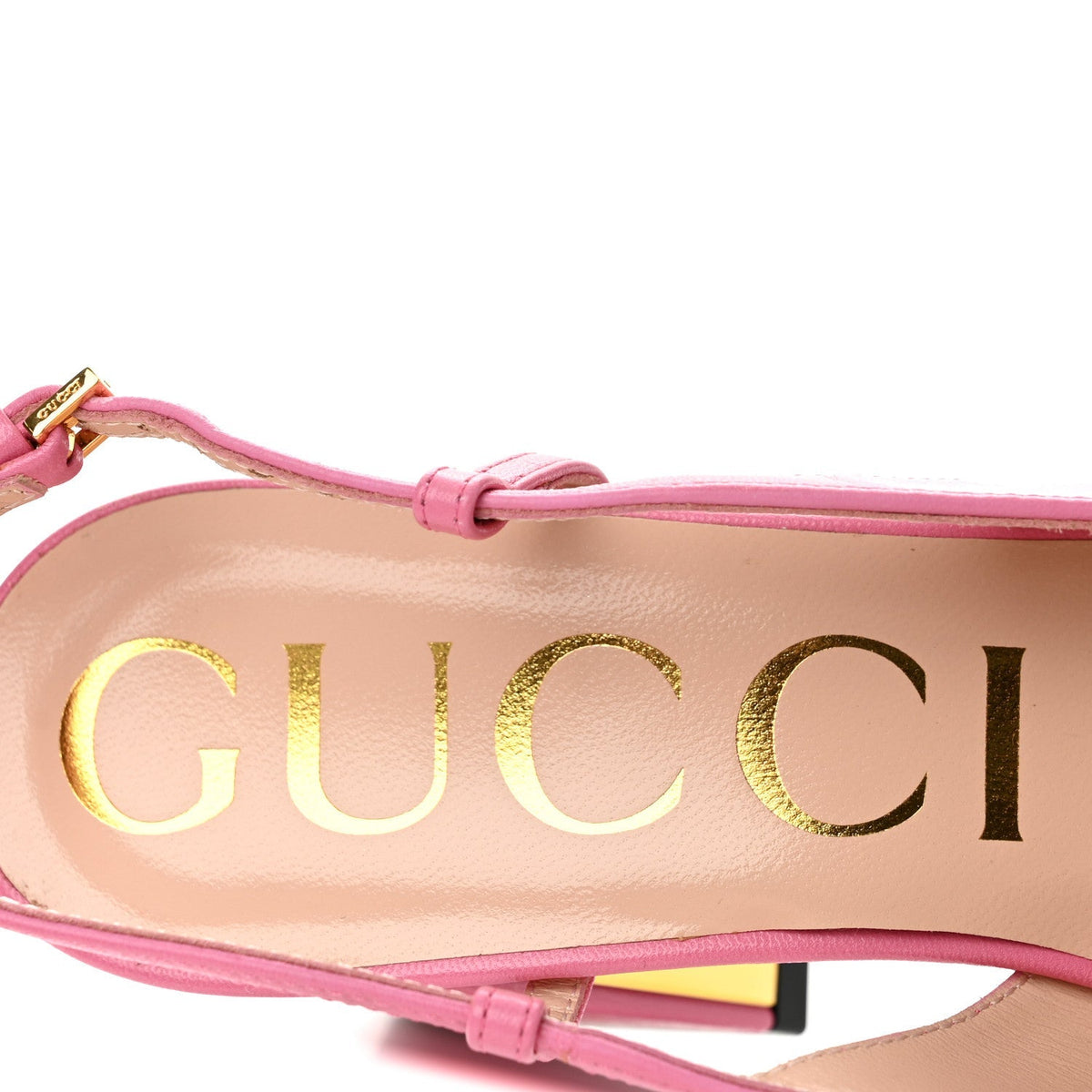 Gucci Malaga Kid Women's Horsebit Slingback Pumps 37.5 Pink