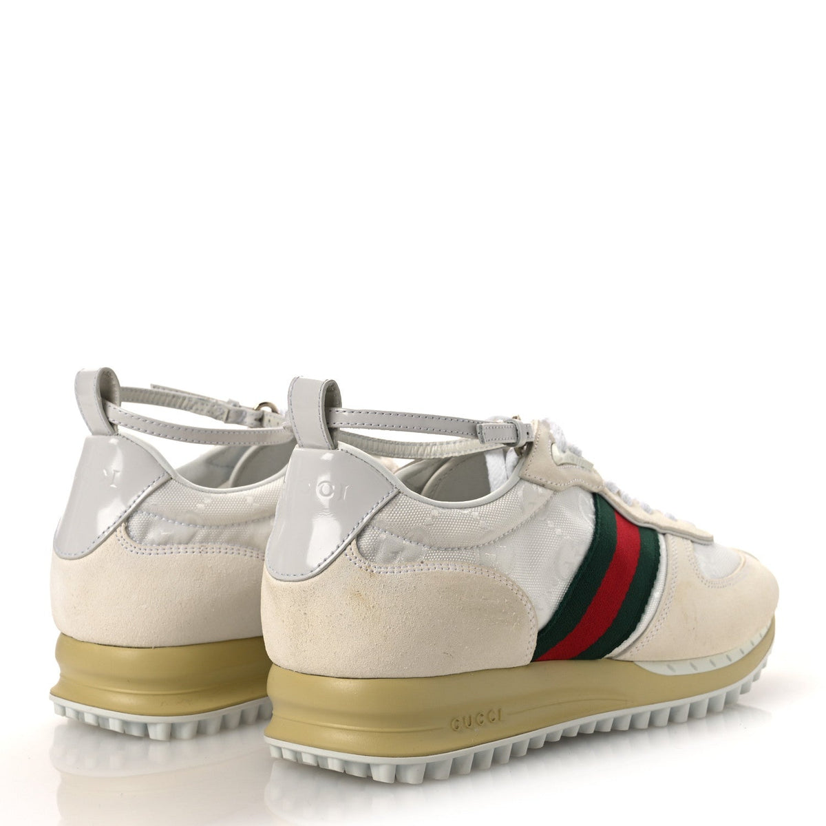 Gucci Suede Women's GG Monogram Web Re-Motion Sneakers 37 White