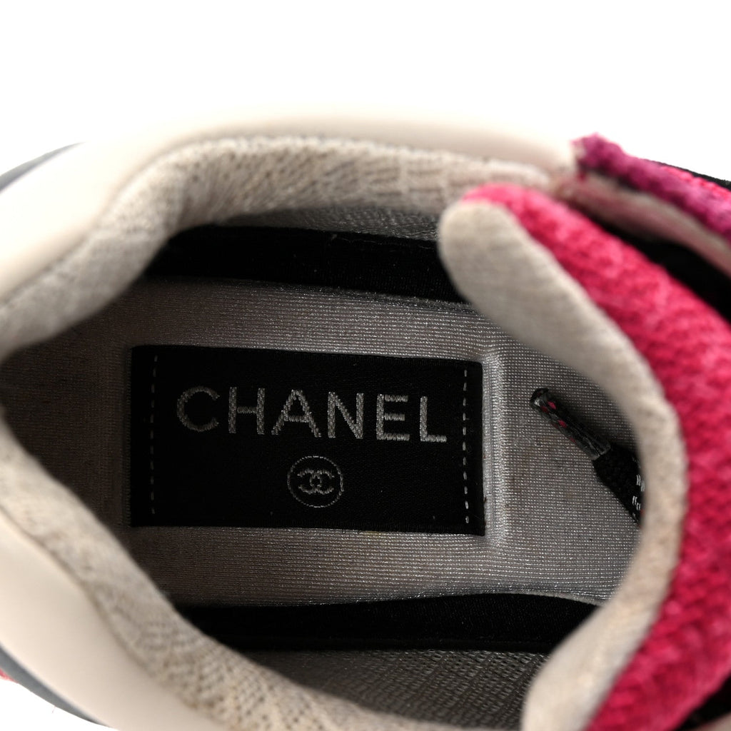 Chanel Mesh Suede Calfskin Women's CC Sneakers 35 Dark Pink Silver