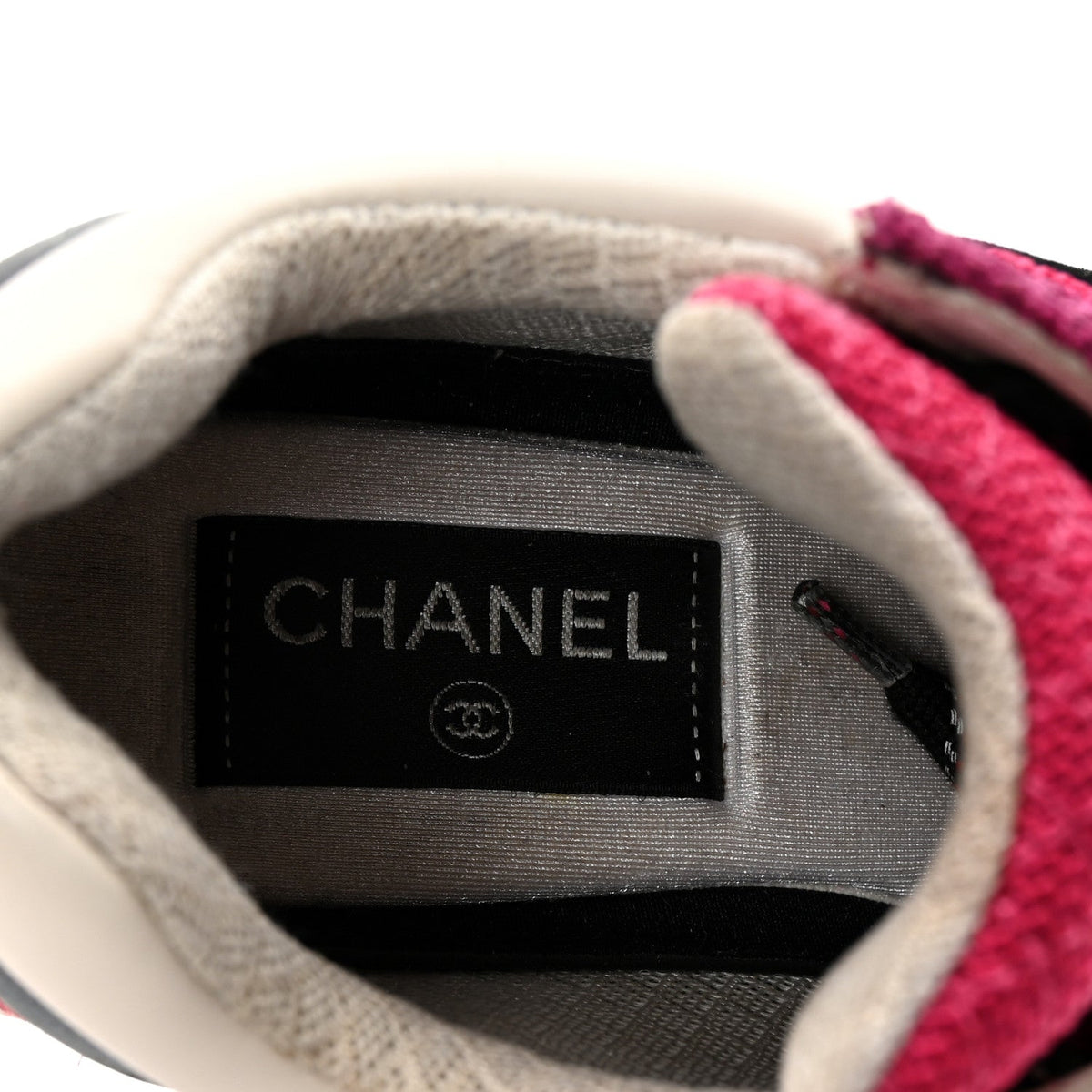 Chanel Mesh Suede Calfskin Women's CC Sneakers 35 Dark Pink Silver