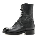 Chanel Iridescent Calfskin Women's CC Combat Boots 38 Black