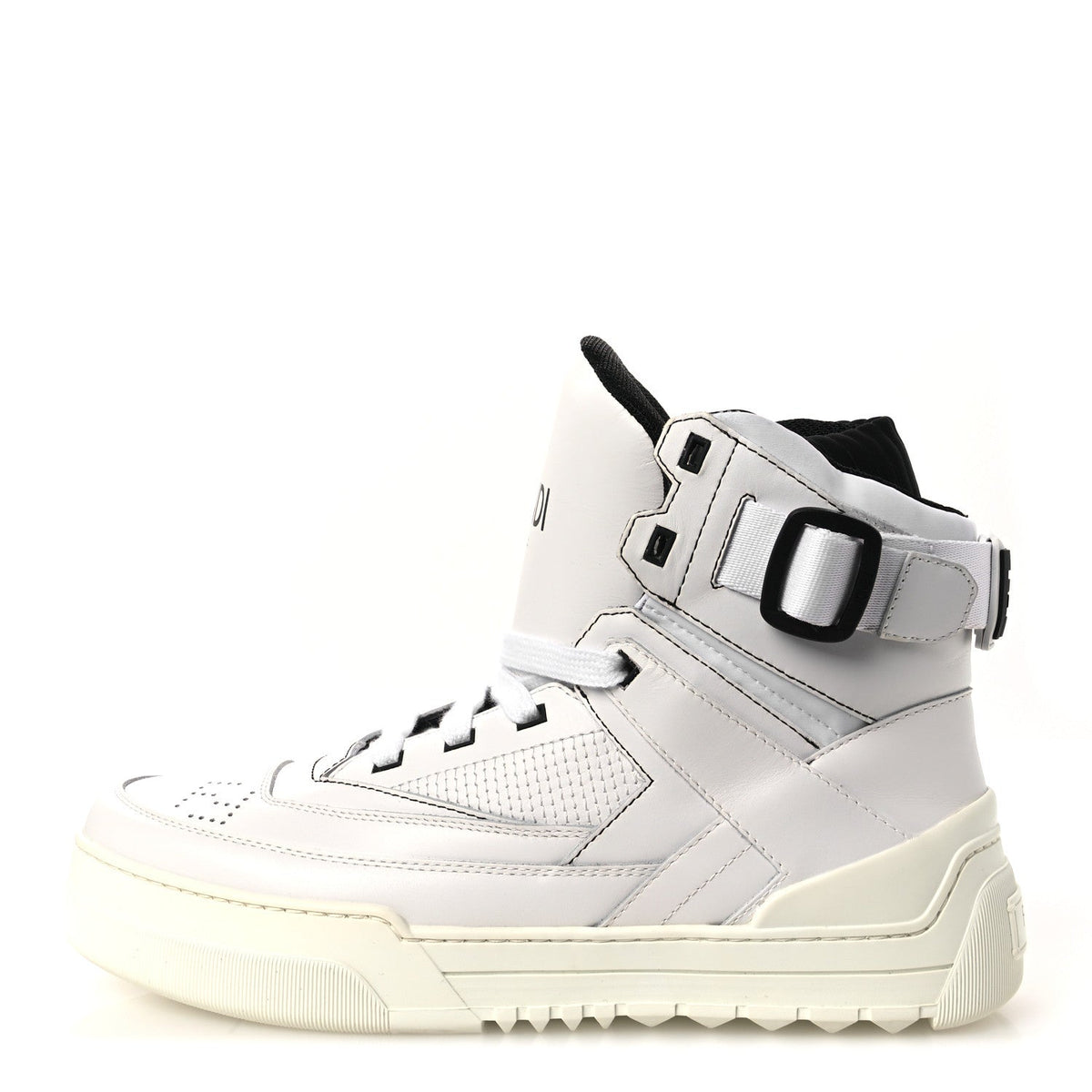 Fendi Vitello Nylon Men's High Top Sneakers 7 Ultra White Black