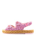Tweed Patent Calfskin Velcro Dad Sandals Light Purple Pink Red