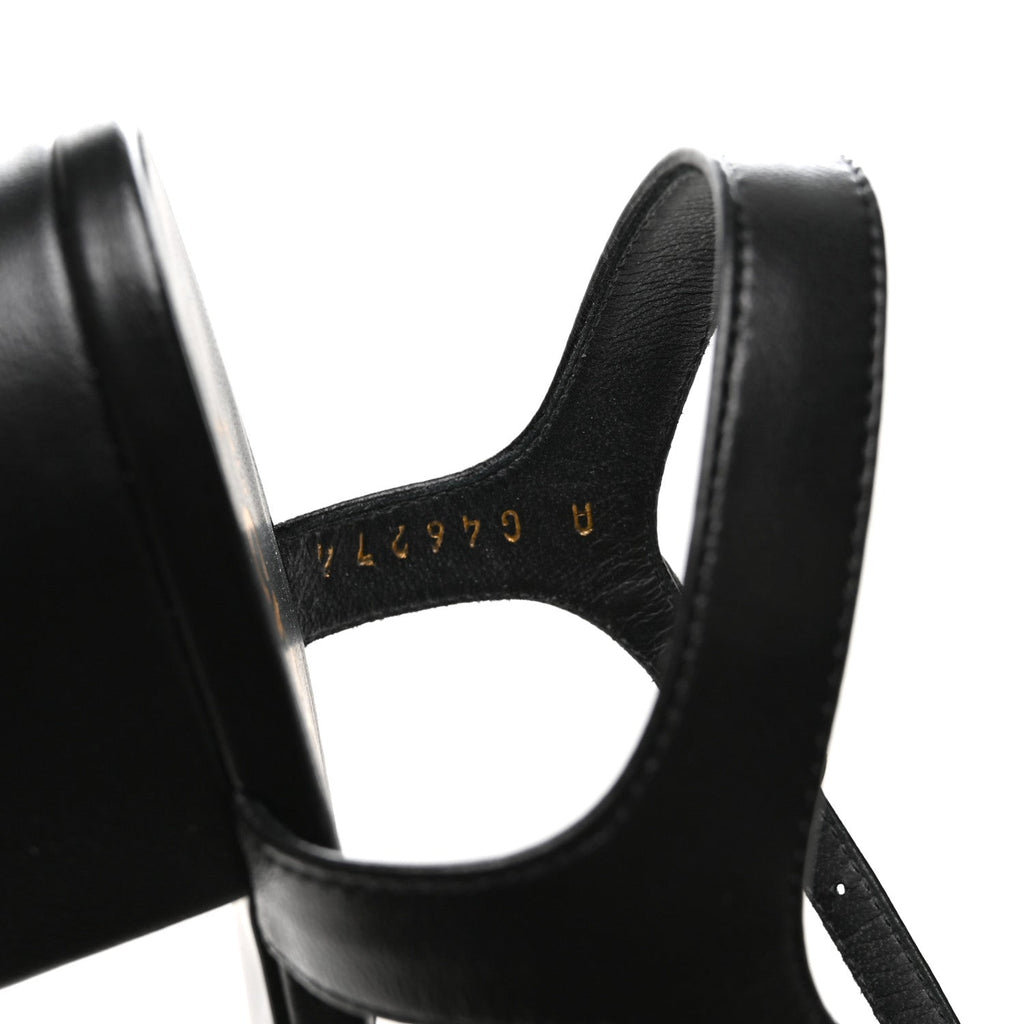 Chanel Lambskin Crystal CC Women's Sandals 37.5 Black