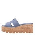 Suede Goatskin Cork Eze Sandals Bleu Grignon