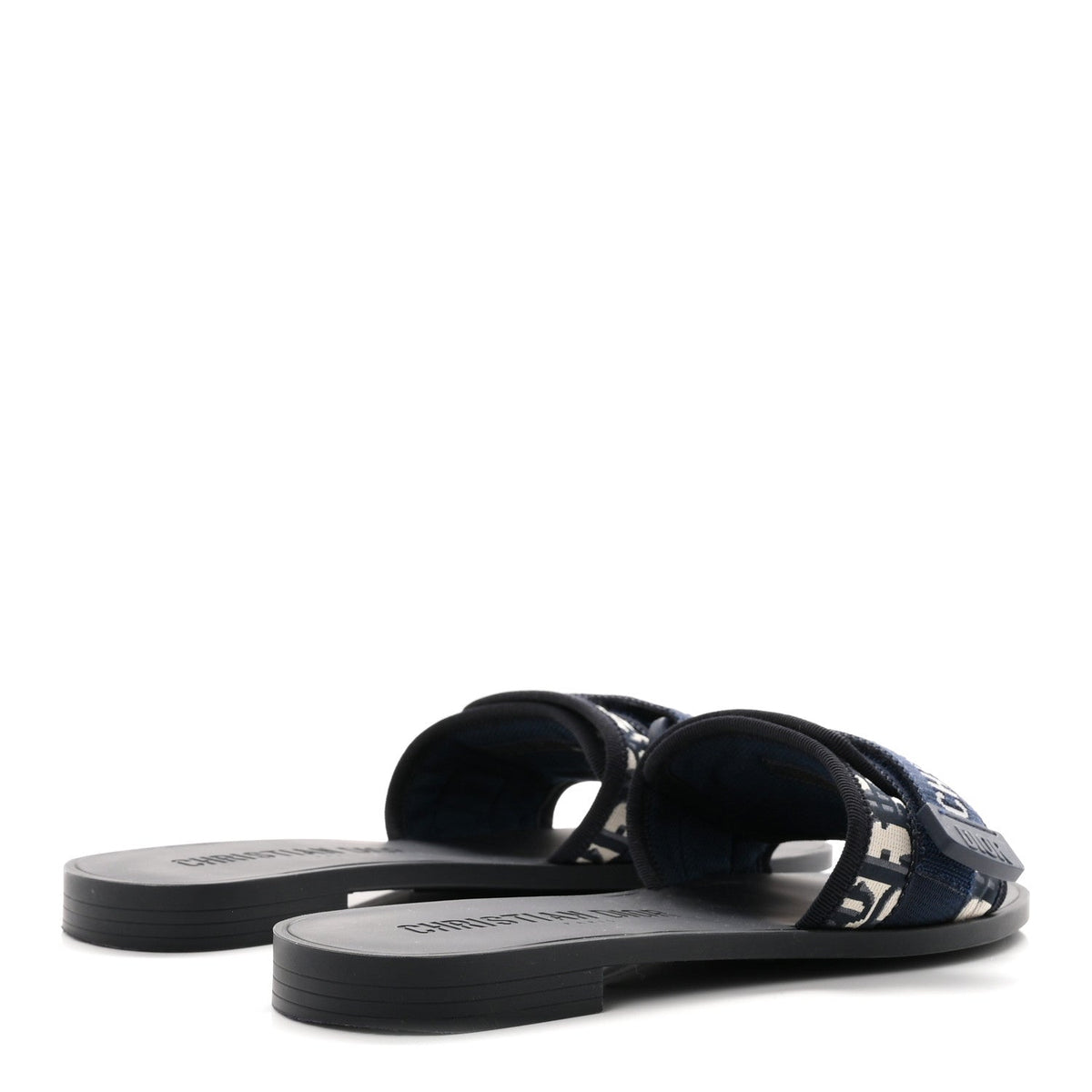 Christian Dior Nylon Women's Oblique Dio(r)evolution Slide Sandals 39 Deep Blue