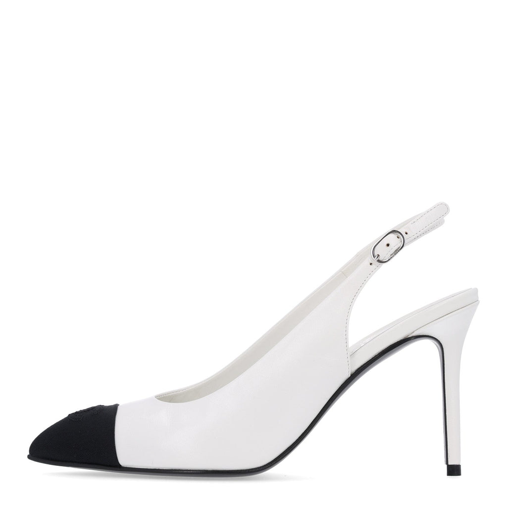 Chanel Goatskin Grosgrain CC Pointed Women's Slingback Pumps
