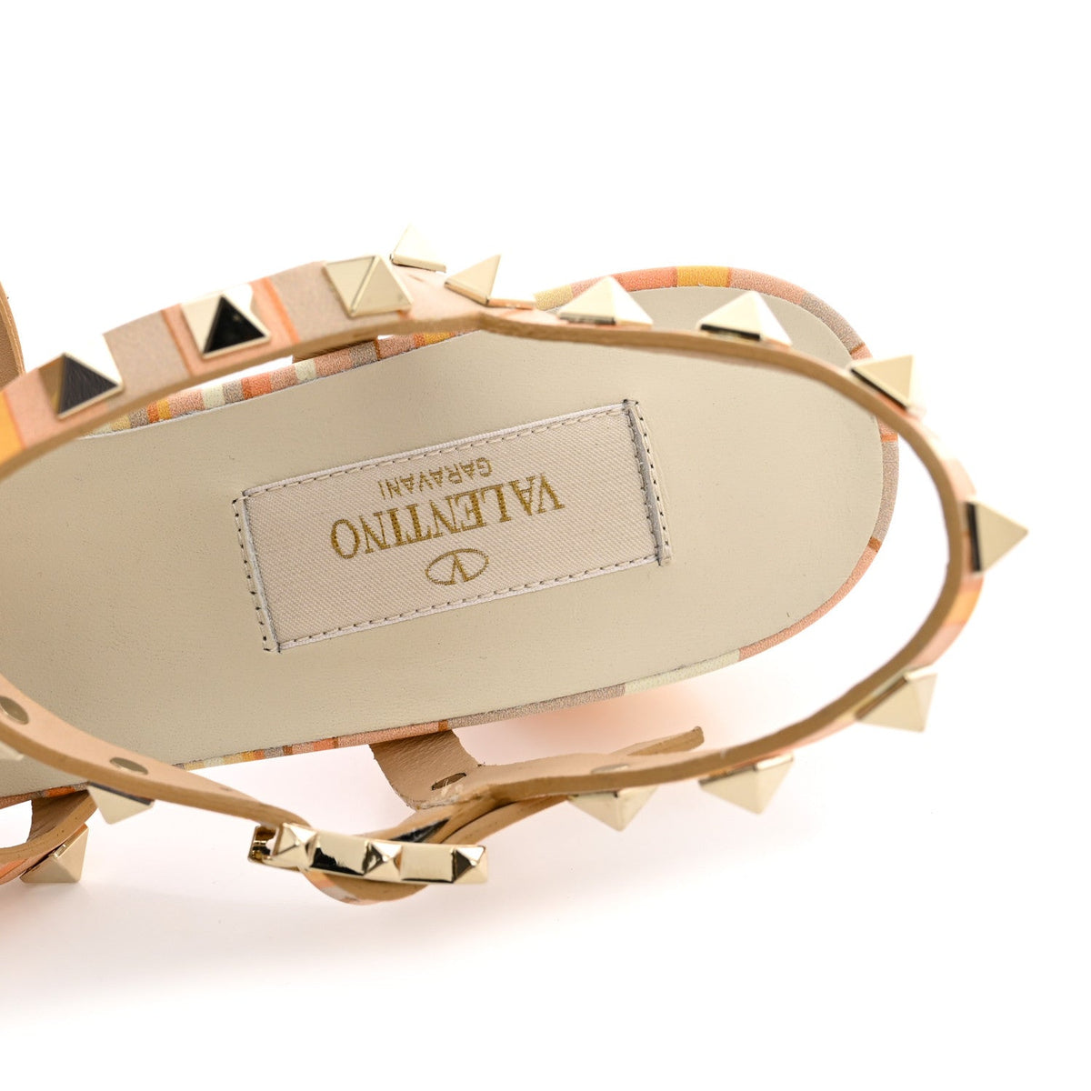 Valentino Garavani Nappa Calfskin Women's Rockstud City Sandals 38 Mandarin Sorbet