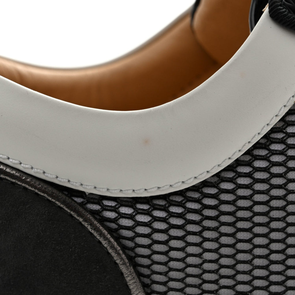Christian Louboutin Suede Mesh Men's Louis Junior Spikes Orlato Flat Sneakers 42.5 Black White