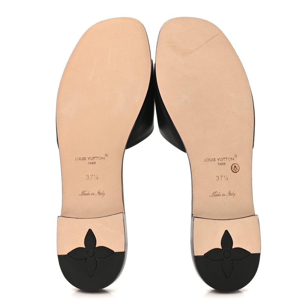 Louis Vuitton Calfskin Women's LV Mare Flat Mules 37.5 Black